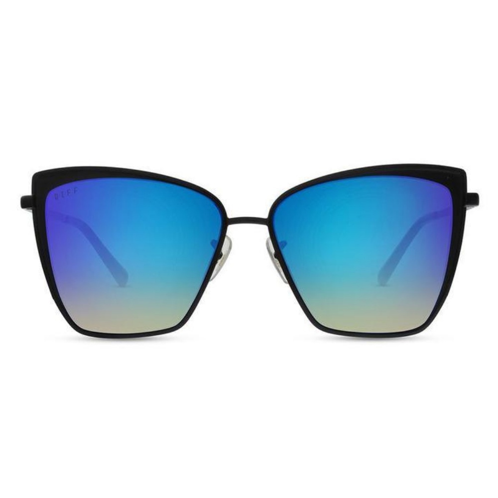 DIFF Becky Sunglasses - Black + Ice Blue Mirrored